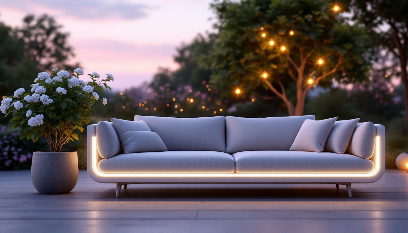 découvrez notre canapé lumineux led d’extérieur alliant design moderne et confort inégalé. parfait pour embellir vos soirées en plein air, ce meuble innovant crée une ambiance chaleureuse tout en vous offrant un espace de détente unique. transformez votre jardin ou terrasse en un lieu convivial et stylé.