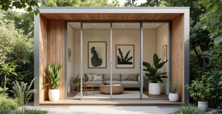 découvrez notre studio de jardin de 20m², une solution élégante et pratique pour agrandir votre espace de vie sans nécessiter de permis de construire. idéal pour un bureau, un atelier ou un espace de détente, notre design moderne s'intègre parfaitement dans votre jardin.