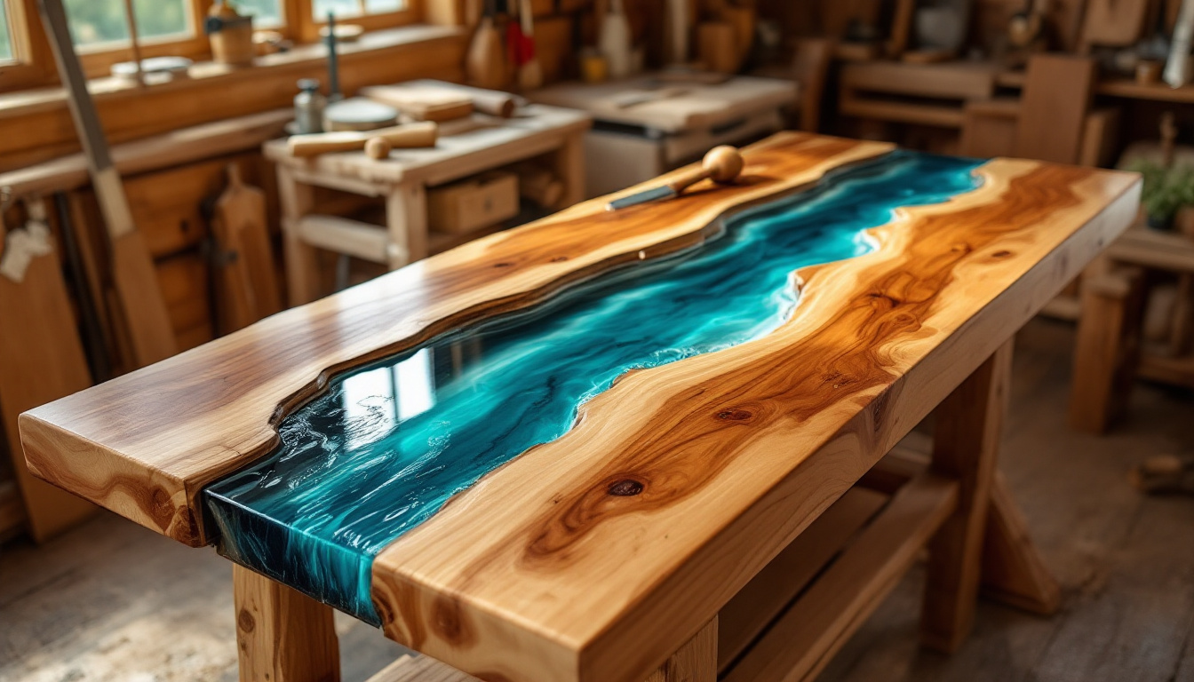 découvrez l'alliance parfaite du bois et de la résine avec notre table rivière, un artisanat unique qui sublimera votre intérieur. chaque pièce est fabriquée avec soin, alliant esthétisme et fonctionnalité, pour apporter une touche d'originalité à votre décoration.